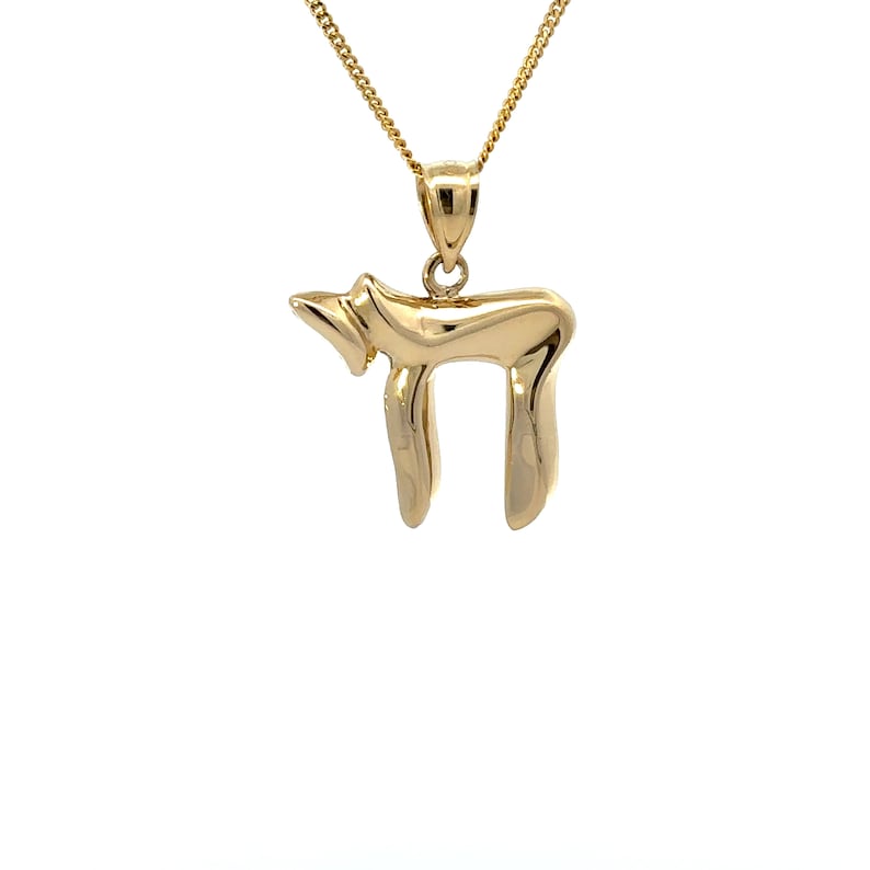 14k Solid Gold Hebrew Chai Pendant, Meaning Life, L'chaim to Life