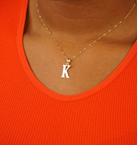 14k Solid Gold Initial Necklace: Personalized Letter Pendant, Personalized Gift Alphabet, Gold Letter Necklace, 585 14k Stamped
