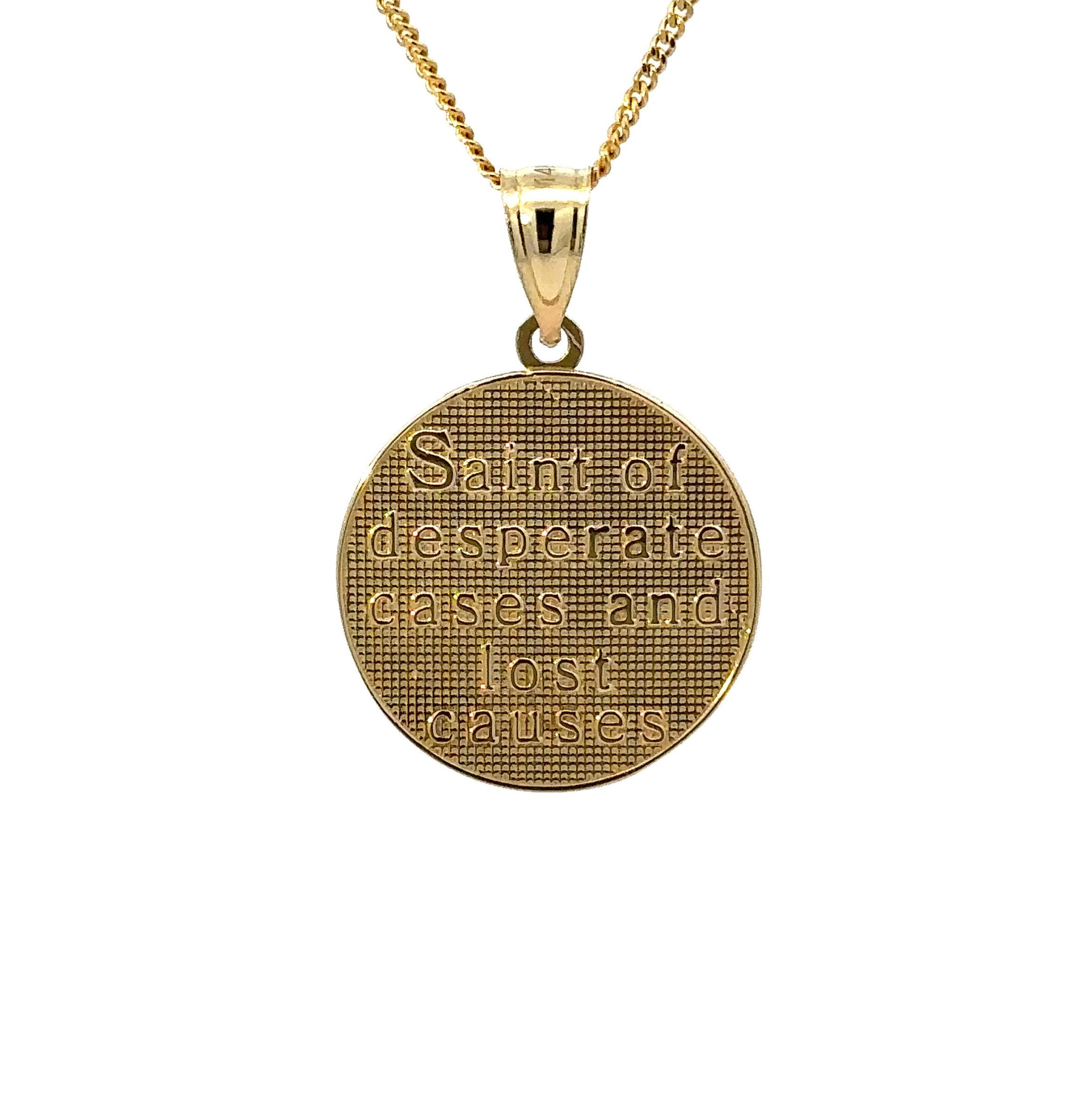 14k Solid Gold Saint Jude Medal Pendant: Religious Icon - Etsy