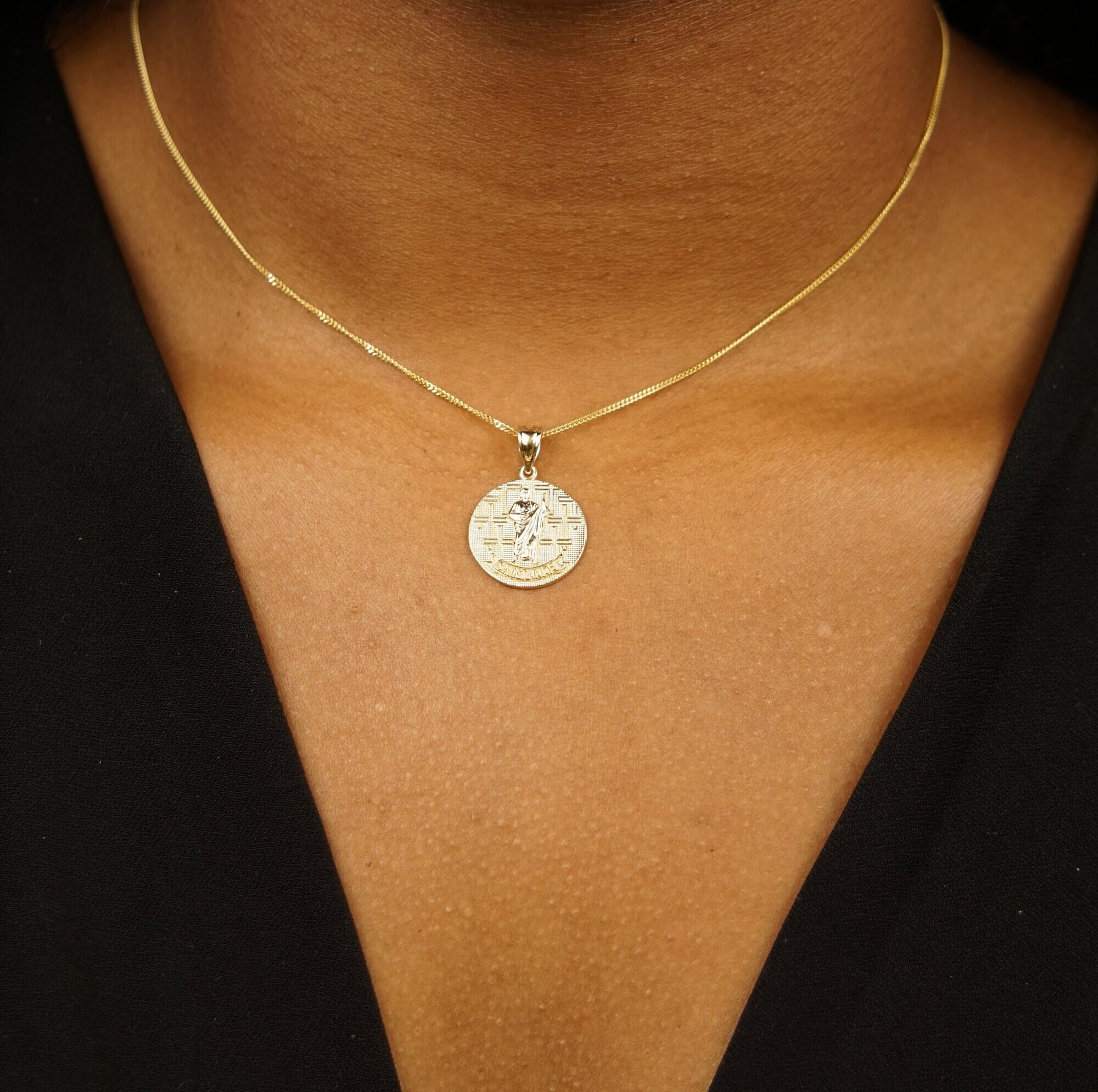 14k Solid Gold Saint Jude Medal Pendant: Religious Icon - Etsy
