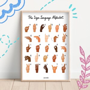 ASL American Sign Language Poster, Sign Alphabet, , Nursery, Preschool, Classroom Poster , Inclusive Kids Poster | Download PRINTABLE Art