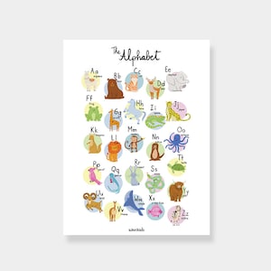 Animal Alphabet Poster Homeschool Downloadable Prints Playroom ...