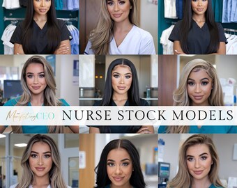 15 Realistic Nursing Stock Models | Nursing Student Stock Image | Medical Stock Models | Nurse Stock Model Bundle Images, Nurses in scrubs