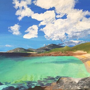 Print of Original Artwork, Coastal Scene, Nisabost, Isle of Harris, Outer Hebrides, Western Isles, Scotland, Acrylic on Canvas,