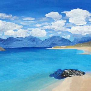 Print of Original Artwork, Coastal Scene, Nisabost, Isle of Harris, Outer Hebrides, Western Isles, Scotland, Acrylic on Canvas,