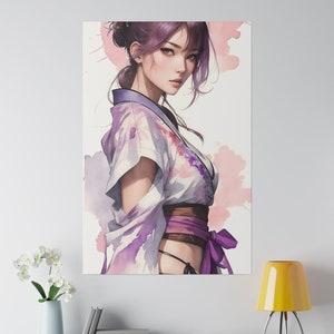 Anime Girl, stylized watercolor digital illustration, luminism, highly detailed, Japanese Art, Matte Canvas