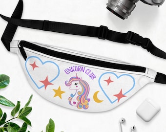 Unicorn Club-Fanny Pack, Hip Pack, Unicorn Graphic, hands free bag, travel accessory, fashion bag, trendy hip pack, magical unicorns