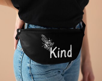 Be Kind Black and White-Fanny Pack, Hip Bag, Hip Packs, Minimalist, teacher, hands free travel, college life, purse, kindness, bday