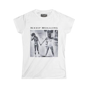 Vintage Roller Girl Tee: Women's Fitted Cotton T-Shirt, Keep Rolling