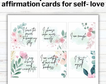 24 Positive Affirmation Card Deck,floral cards,Watercolor Affirmation Cards,Self Care Printables,DIGITAL, PDF,