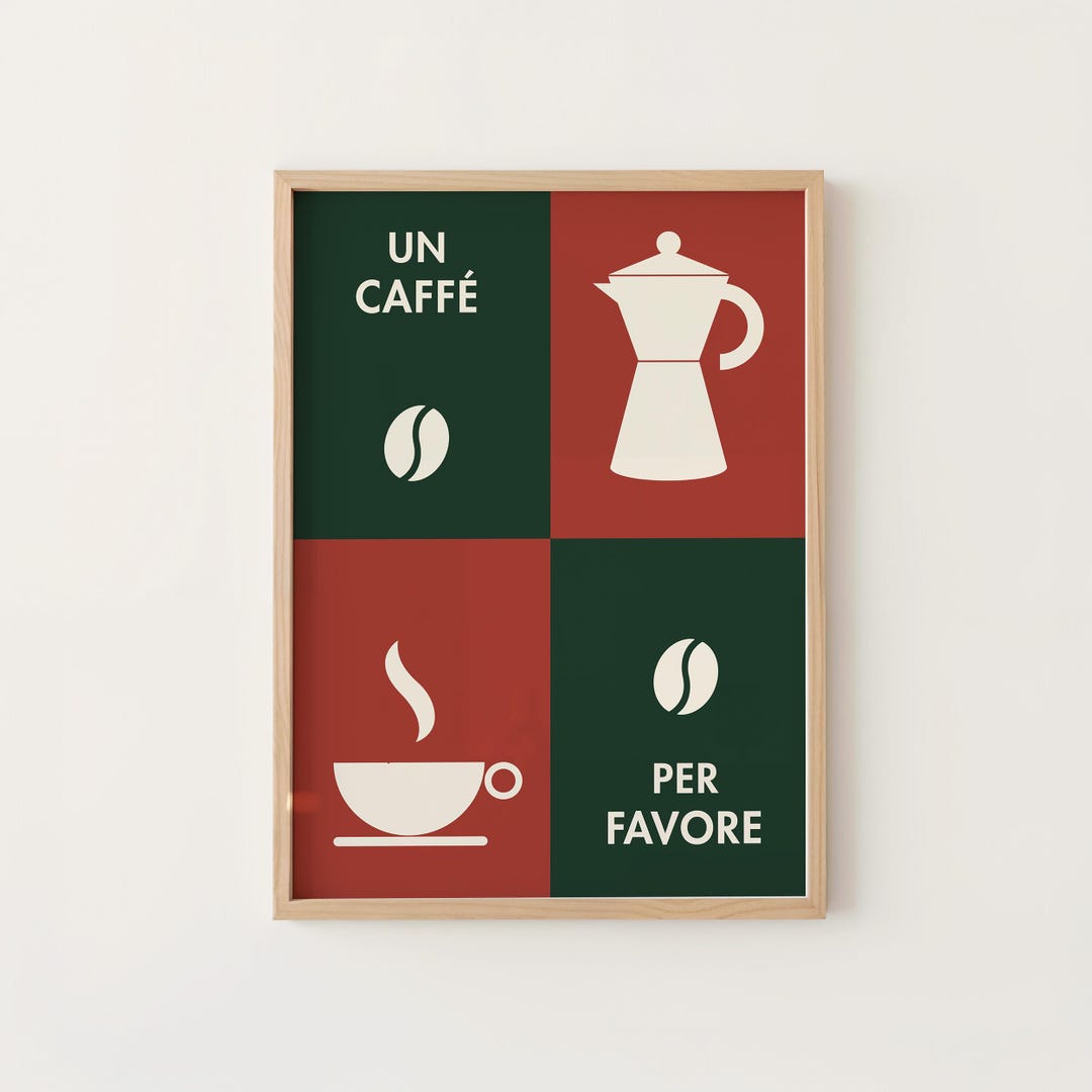 Un Caffè Print | Italian Coffee Poster | Kitchen Wall Art (digital ...
