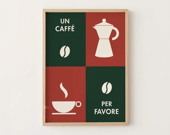 Un Caffè Print | Italian Coffee Poster | Kitchen Wall Art (Digital Download)