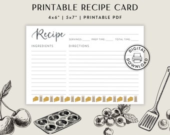 Recipe Card Template to Print | 6x4 | 7x5