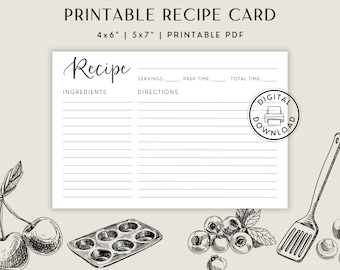 Recipe Card Template to Print at Home