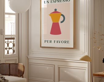 Italian Moka Pot Print: Colorful Kitchen Decor (Digital Download)