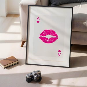 Ace of Hearts Kiss Print: Barbiecore Y2K Dorm Decor (Digital Download)