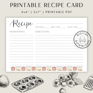 Recipe Cards Template Printable | Recipe Card Insert