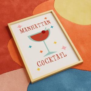 マンハッタンカクテルポスター - アトミックスタイルのレトロなラウンジウォールアート - ヴィンテージバーの印刷可能 - ミッドセンチュリーモダンカクテルプリント