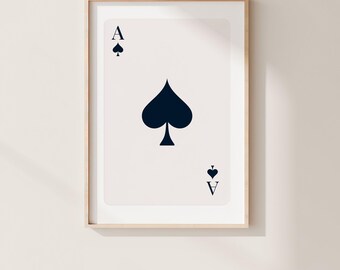 Ace of Spades Print | Minimalist Playing Card Wall Art | Poker Decor (Printed and Shipped)