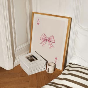 Ace of Hearts Pink Bow Art Printable | Coquette Playing Card Wall Decor