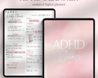 ADHD PLANNER | digital planner | ipad adhd planner | goodnotes planner | neurodivergent planner | self-care planner | mental health planner