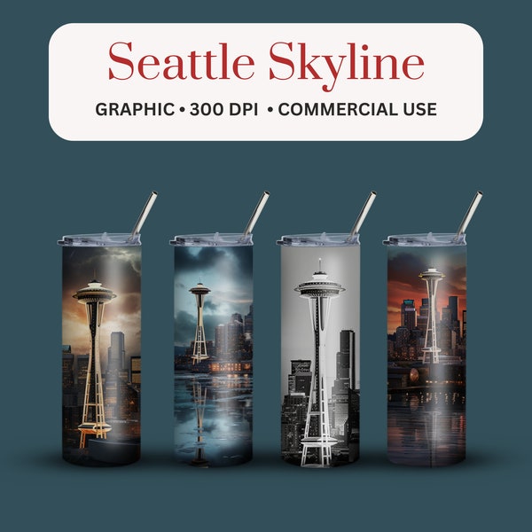 Seattle Sublimation Design Graphic City Skyline 20 oz Tumbler Design City Wall Art Instant Download City Prints for Home Decor