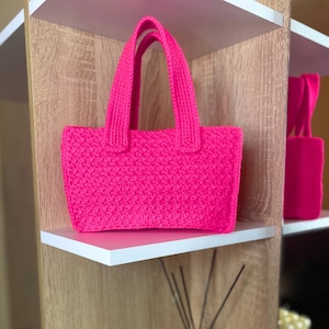 Häkelmuster häkeln kleine rosa Tasche Tragetasche Handtasche Handtasche Handtasche Einkaufstasche häkeln