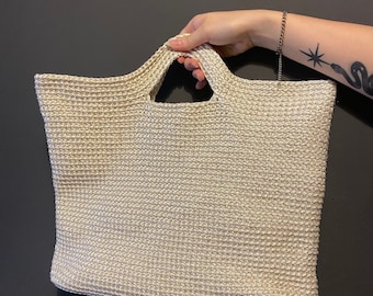 Crochet Tote Bag Pattern: Easy Elegant Ribbon Handbag (PDF Pattern)