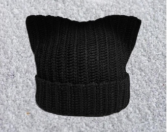 Crochet Pattern Halloween Cat Ears Beanie: Easy Kitty Hat (PDF Tutorial)