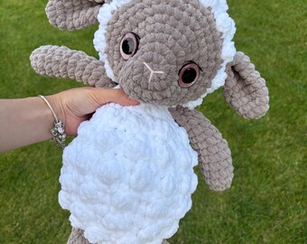 Crochet Pattern Sheep Amigurumi Plushie Snuggler Baby Toy Soft Lamb PDF