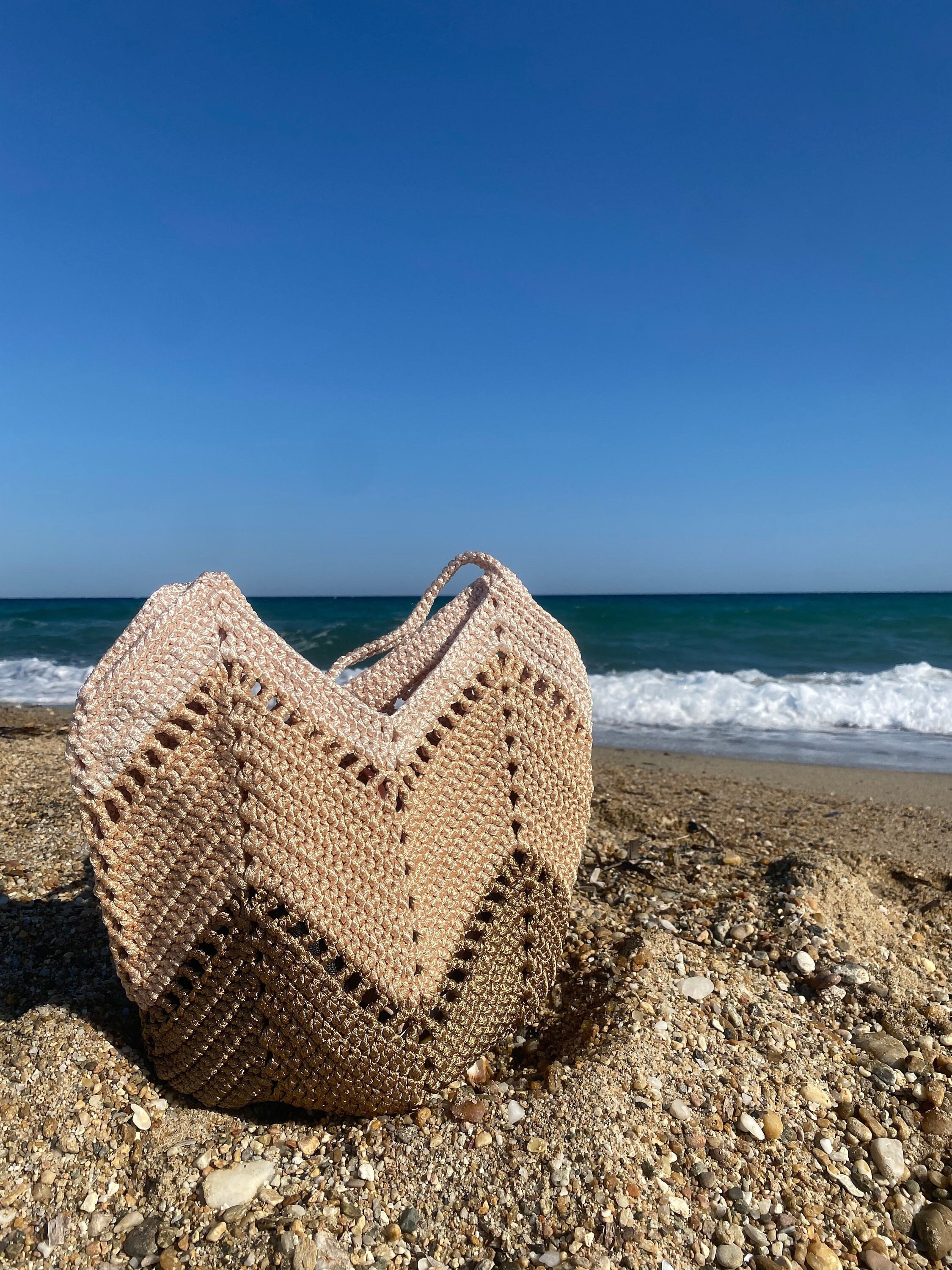 Borsa A Mano Estiva All'uncinetto A Blocchi Di Colore Rosa E Verde - Pochette Tipo Dumpling Bag Con Chiusura A Bacio, In Tessuto Morbido E Spaziosa (29x10x22 Cm), Per Spiaggia E Tempo Libero