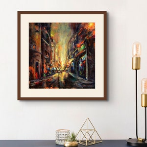 Stampa d'arte di Madrid di notte / Serata a Madrid Spagna / Stampa da pittura originale / Arte di viaggio colorata / Arte delle luci notturne della città