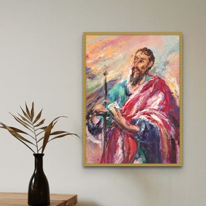 Saint Paul the Apostle Christian Art Print| Modern Bible Art | Expressive Contemporary Religious Portrait |Twelve Disciples | 12 Apostles
