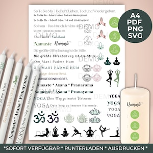 Candle tattoo yoga - for candles / ceramic PDF DIN A4 template candle tattoo candle sticker candles water slide film download tattoo film 3