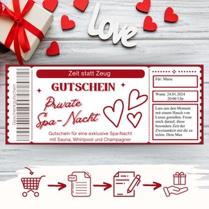 Voucher spa voor koppels sjabloon om af te drukken | Spa-voucherkaart | Cadeau-idee wellness en spa | Valentijnsdag cadeaubon