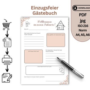 Carte d'invité DIY « Bienvenue dans votre nouvelle maison » – PDF numérique à imprimer comme cadeau de pendaison de crémaillère, pour vos amis, votre famille, vos voisins