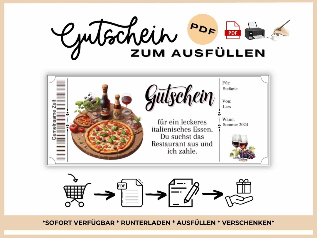 Voucher for Italian Pizza Eating Out Template to Print Out Voucher for ...