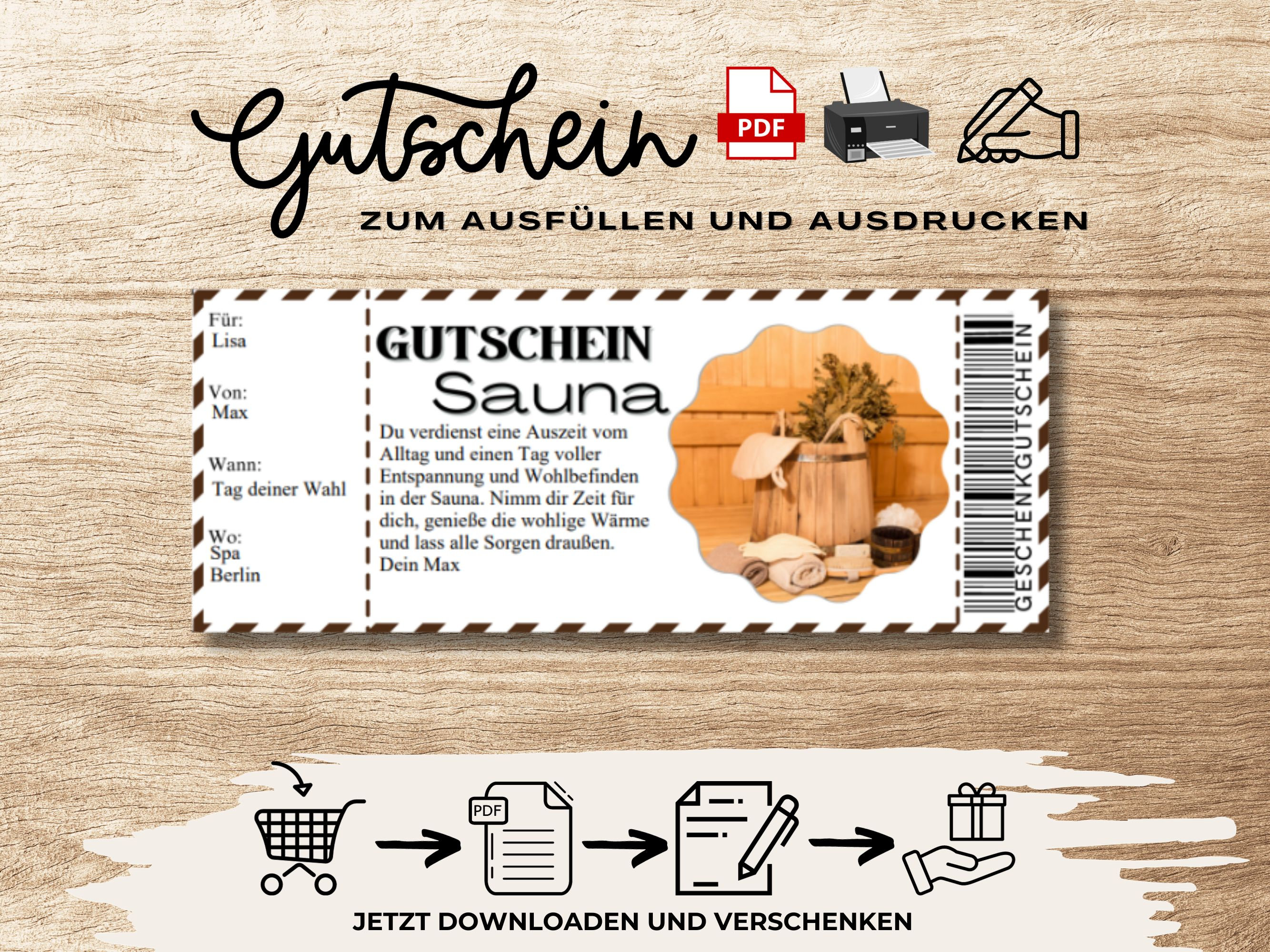 Wunderschne Sauna Gutschein Verpacken Ebenbild