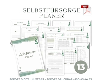 Self-care planner to print | Gratitude mindfulness | Mood diary German journal template reflection | Instant download