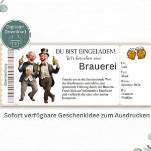 Brouwerijrondleidingvoucher | Gepersonaliseerde brouwerijvouchersjabloon | Bewerkbare en printbare biervouchers |