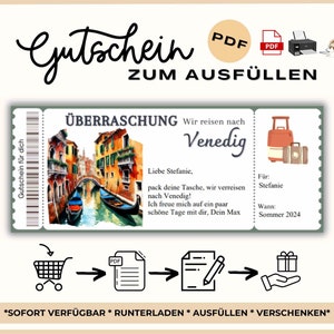 Venedig Ausfüllbarer Gutschein Reise Reisegutschein Urlaub Venedig Geschenkgutschein Städte Tour Venedig Hochzeitsreise Urlaub Venedig