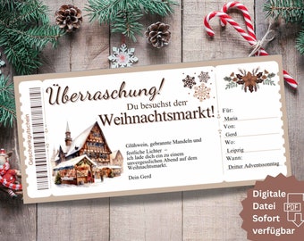 Bon de réduction pour le marché de Noël (PDF) | Bon de réduction de Noël à remplir (format A4) | Des cadeaux de Noël à offrir | Modèle de marché d&#39;hiver