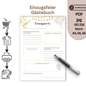 Carte d'invité DIY « Bienvenue dans votre nouvelle maison » – PDF numérique à imprimer comme cadeau de pendaison de crémaillère, pour vos amis, votre famille, vos voisins