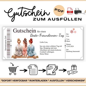 Gutschein Mädelstag Vorlage zum Ausdrucken Gutscheinkarte Freundinnen Geschenkidee Wellness und Spa Mutter Gutschein Vorlage Zeit statt Geld