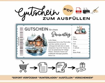 Personalized Voucher Sauna Christmas Download Sauna Voucher Editable Voucher Sauna to print and fill out PDF
