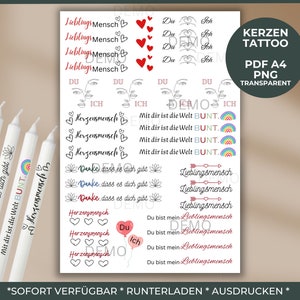 Favorite person candle tattoo candle sticker best friend friendship PDF template candle tattoo candle sticker water slide film download 4