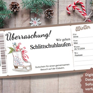 Ice skating voucher PDF | Ice skating voucher template | Gift trip to the ice rink | Time not stuff | Printable voucher