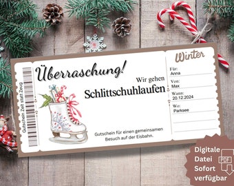 Ice skating voucher PDF | Ice skating voucher template | Gift trip to the ice rink | Time not stuff | Printable voucher