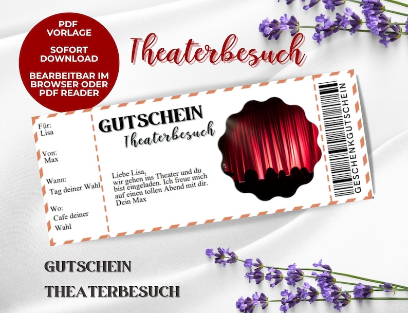 Gutschein Theaterbesuch Gutschein gemeinsame Zeit Theatergutschein