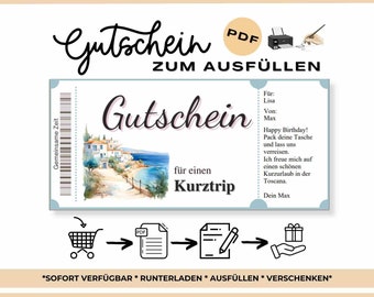 Short Trip Fillable Voucher | Personalizable | Printable Voucher Template | Gift Idea | Holiday Gift Voucher | Download